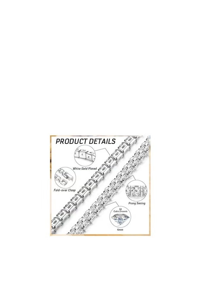 Luxuria A classic tennis bracelet plated in 18k white gold with a high-quality 6mm carbon diamond, suitable for everyone; a classic tennis bracelet set with cubic zirconia. - Image 3